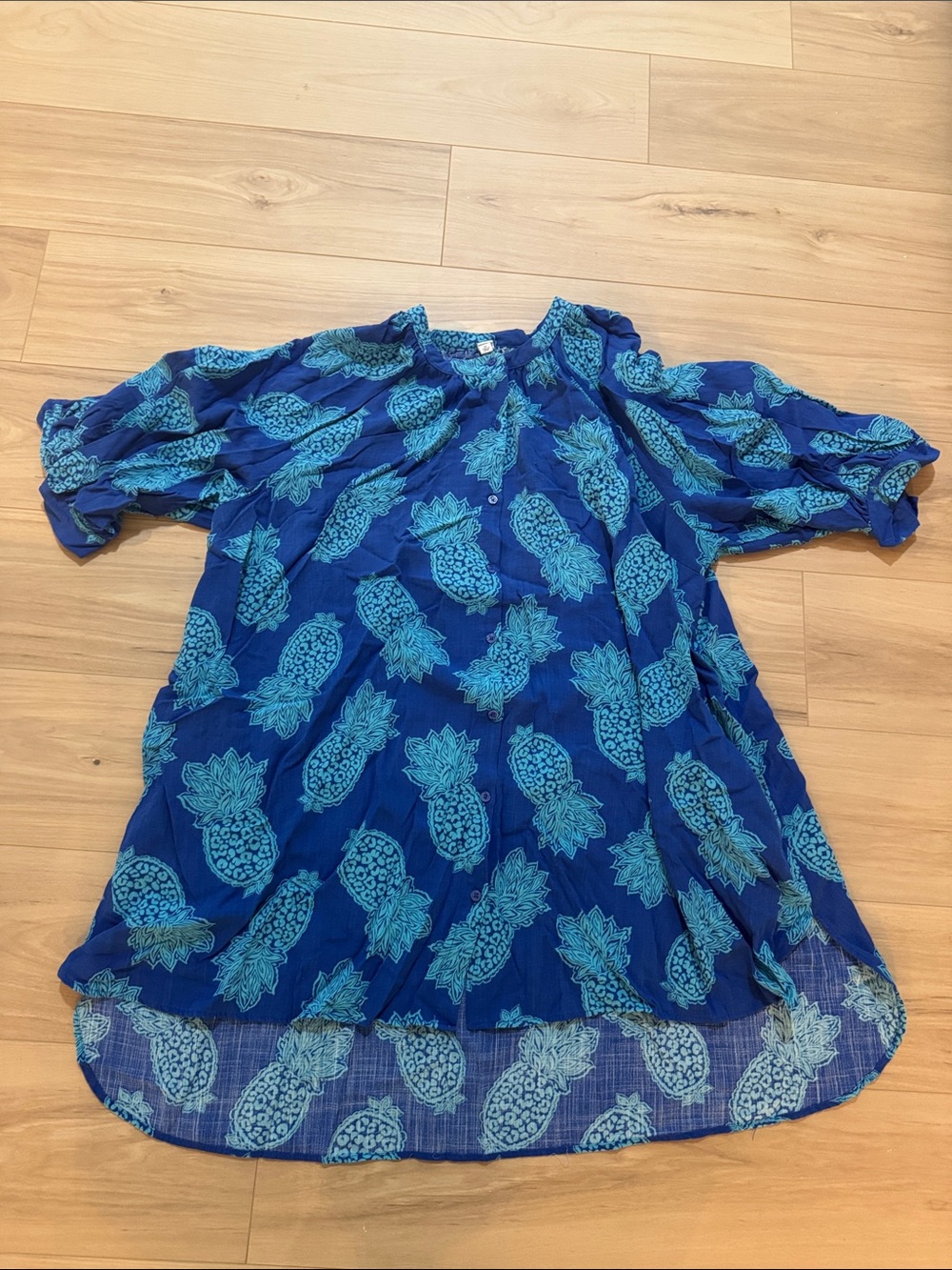 Women’s Blue Pineapple Print Swim Coverup or Tunic